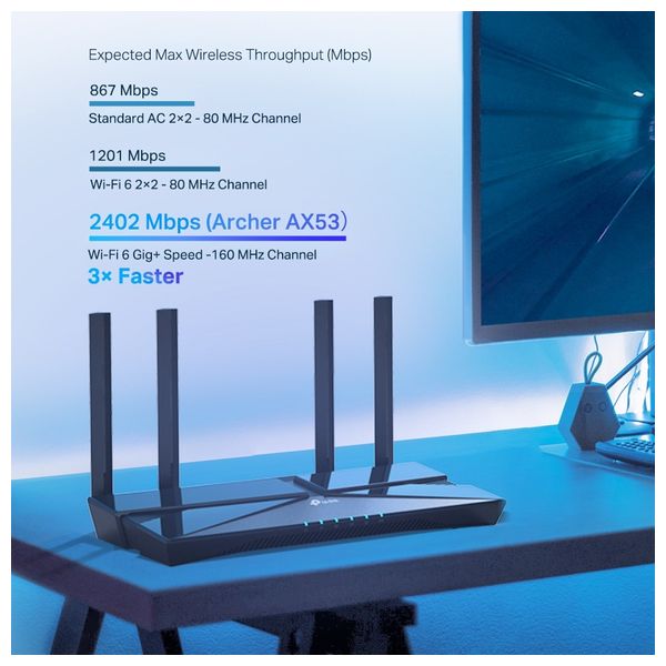  موجه واي فاي تي بي لنك أرتشر AX53 ذو النطاقين - أسود 