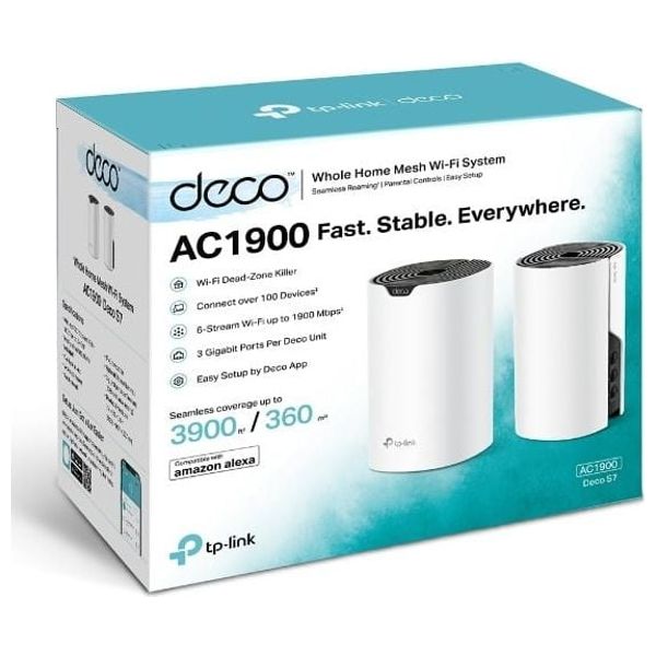  TP-Link Deco S7 Wi-Fi AC1900 - 520 m² Coverage - Dual-Band Mesh Technology - 1900 Mbps ​​- White 