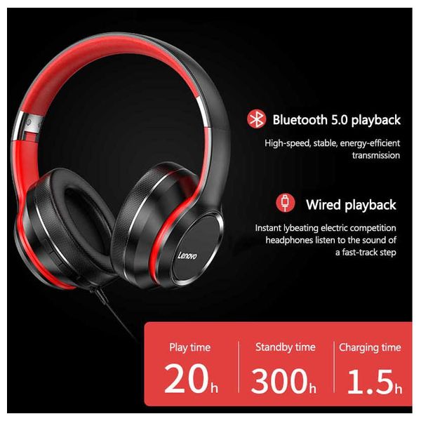  Lenovo HD200 - Bluetooth Headphone On Ear - Black 