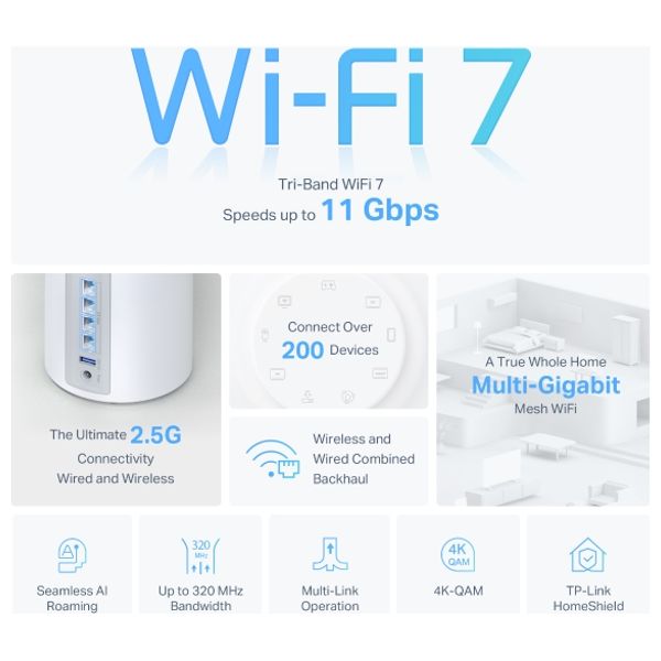  مقوي لنطاق الواي-فاي تي بي لينك - Deco BE65-BE11000 - 3 قطعة 