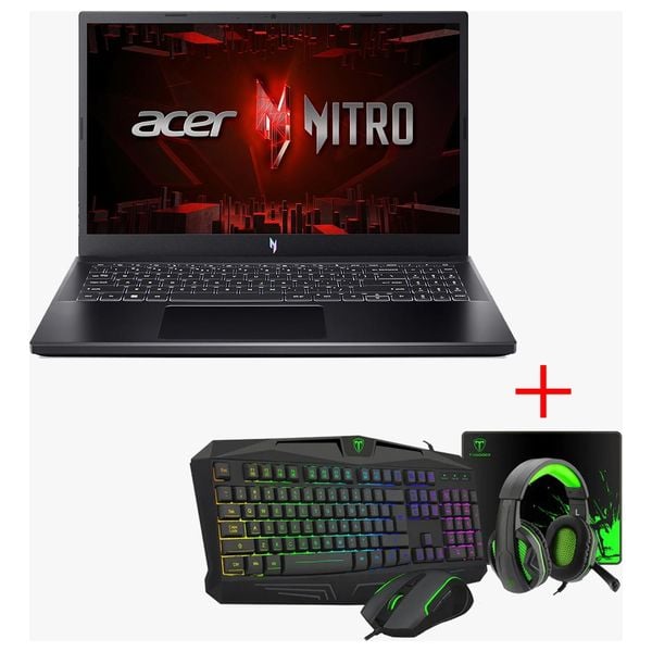  Acer Laptop 15.6" - Gaming Laptop Nitro V15 - Core i7-13620H - 16GB/512GB SSD - RTX 3050-6GB - DOS + Headphone Over Ear + Keyboard + Mouse + Mouse Pad 