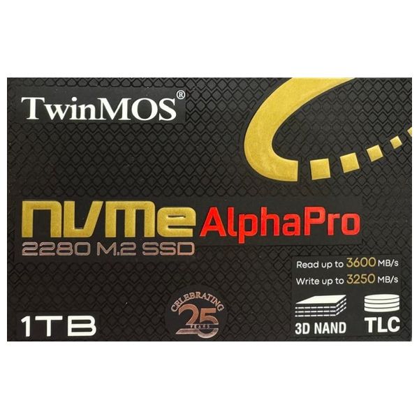  TwinMOS AlphaPro NVMe M.2 SSD - 1 TB - Internal SSD Hard Drive - Black 