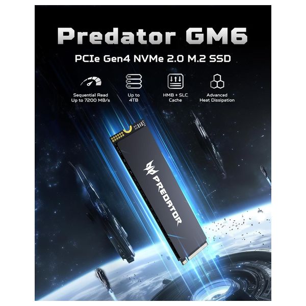  Hard Acer Predator GM6 - M.2 NVMe PCIe Gen4 SSD - 1 TB - Black 