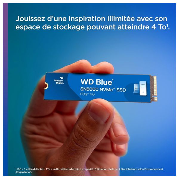 Western Digital WD Blue SN5000 NVMe Internal Solid State Drive SSD - PCIe Gen 4.0, M.2 2280, 1TB