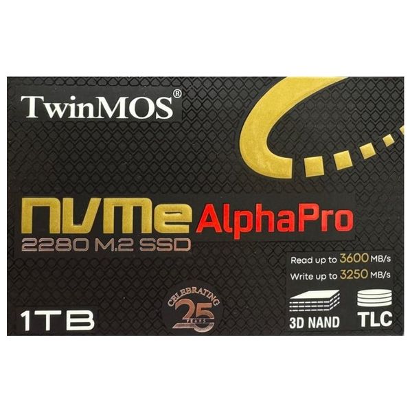  TwinMOS AlphaPro NVMe M.2 SSD - 1 TB - Internal SSD Hard Drive - Black 