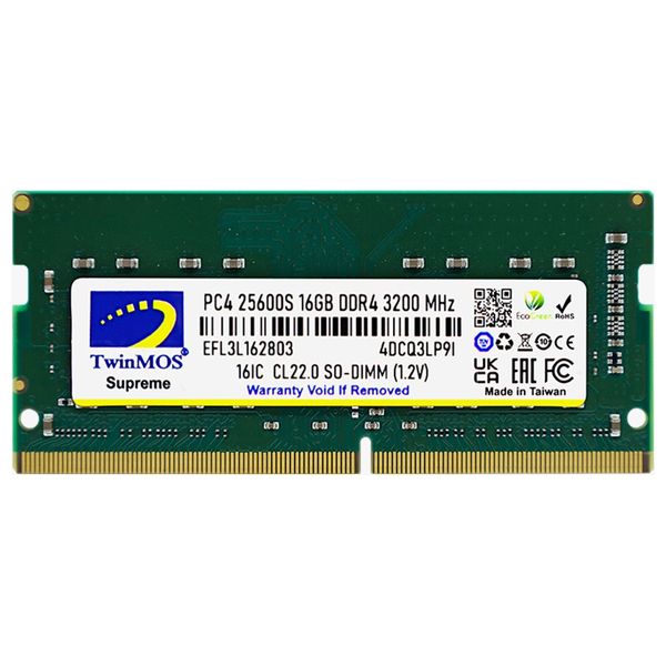  TwinMOS PC4-25600U 16GB DDR4 3200MHz Memory - Black 