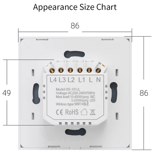  مفتاح الجدار الذكي عينة - DS-101BW-2 - ابيض 