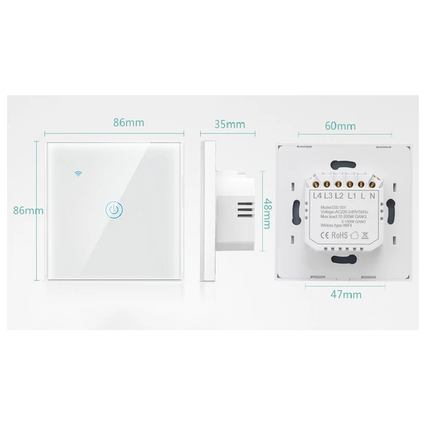  مفتاح الجدار الذكي عينة - DS-101BW-2 - ابيض 