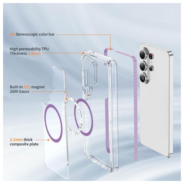  Fashion Case Crystal Acrylic MagSafe Case for Samsung Galaxy S26 Ultra - Purple 
