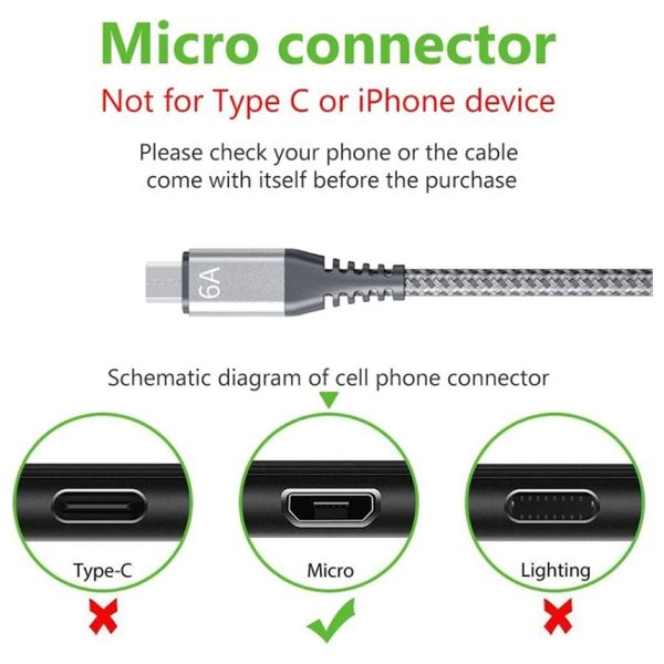  WEKOME USB to Micro USB Cable - 1m - 30 W - Gray 