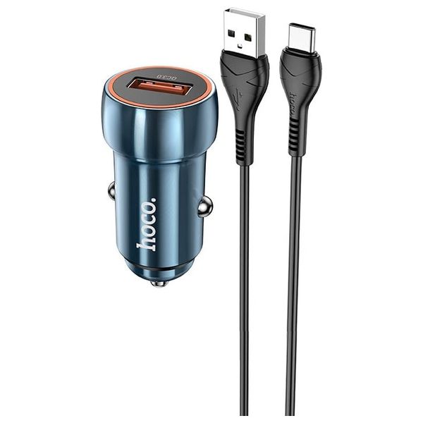  HOCO Z46 - Car Charger 18W & Cable USB-A To USB-C - 1 m - Blue 