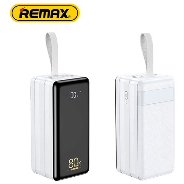  باور بانك ريماكس - سعة 80000 مللي أمبير - تقنية  22.5 واط - أبيض 