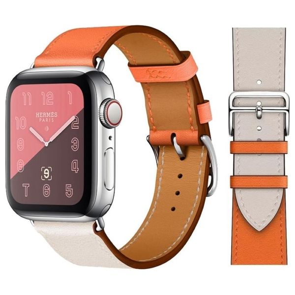  سوار انفنيتي تك جلد لساعة آبل - 42/44/45/46/49 ملم - برتقالي 