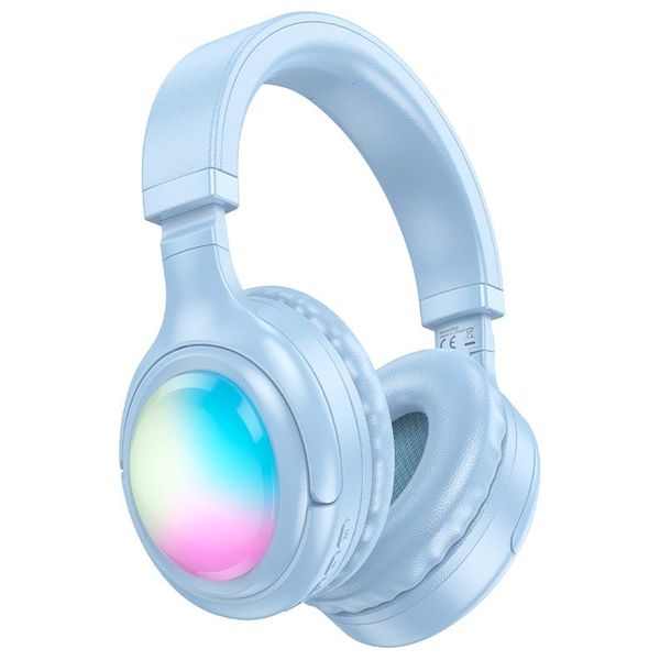 سماعات رأس لاسلكية هوكو - W48 - بطارية تعمل لمدة 46 ساعة - بلوتوث 5.3 - ازرق