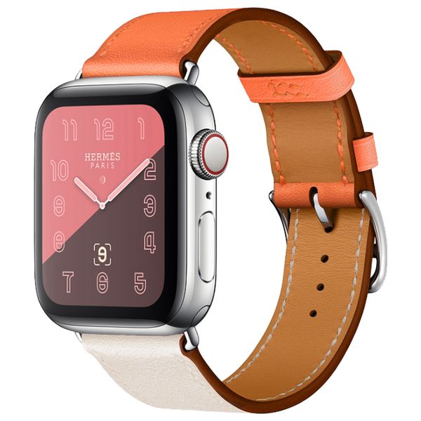  سوار انفنيتي تك جلد لساعة آبل - 42/44/45/46/49 ملم - برتقالي 