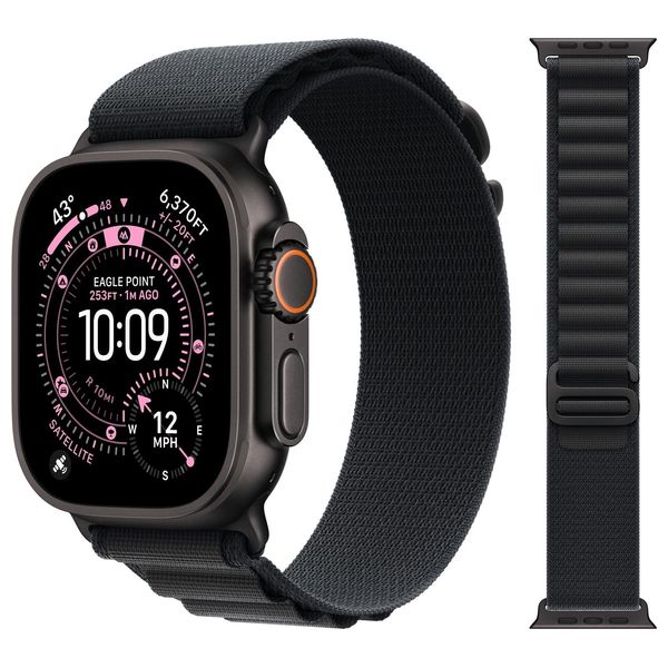  سوار لساعة ابل إنفنتي تك - مقاس 44/45/46/49 ملم - تصميم متقن ومتين - أسود 