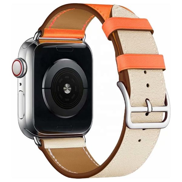  سوار انفنيتي تك جلد لساعة آبل - 42/44/45/46/49 ملم - برتقالي 