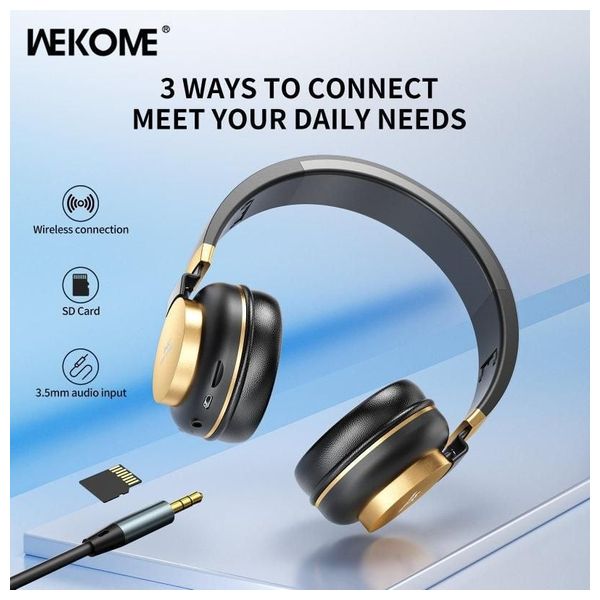 سماعة بلوتوث حول الاذن ويكوم - M10 - بلوتوث 5 - بطارية تعمل من 14 - 15 ساعة - اسود