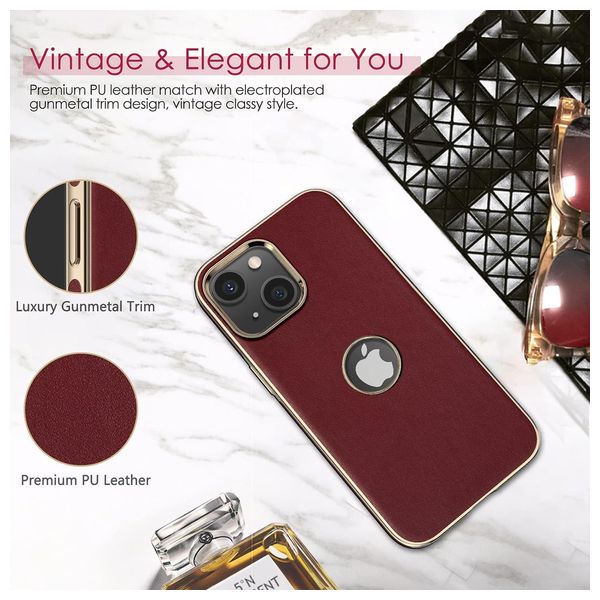  Fashion Case Mobile Cover For iPhone 14 - Burgundy 