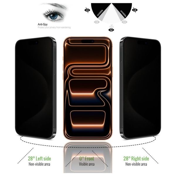  Infinity Tech Privacy Screen Protector for iPhone 17 Pro Max - Black 