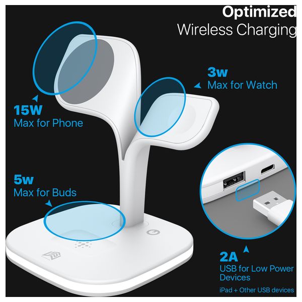  Infinity Tech IT-5506-02 - 5 In 1 Wireless Charger - 15W - White 