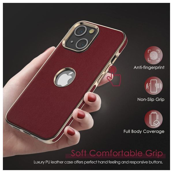  Fashion Case Mobile Cover For iPhone 14 - Burgundy 