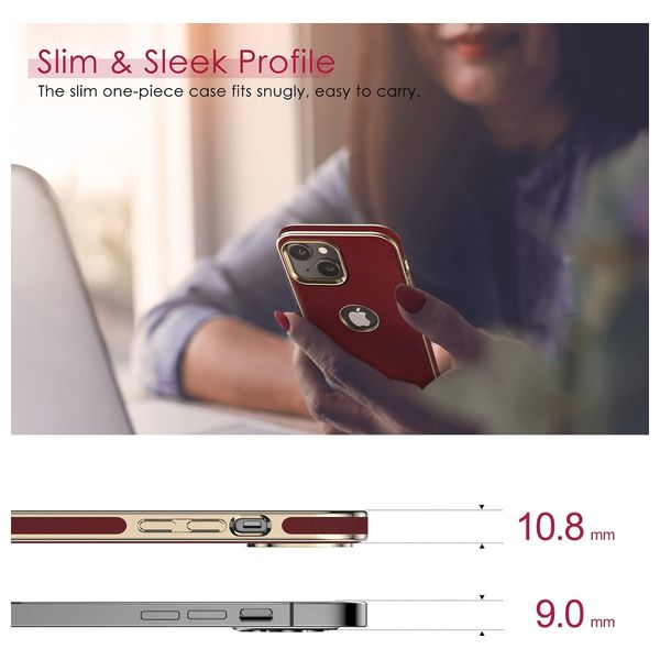  Fashion Case Mobile Cover For iPhone 14 - Burgundy 