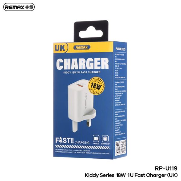  Remax RP U119 - Wall Charger - 18W - 1 Port - White 