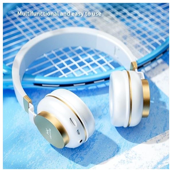 سماعة بلوتوث حول الاذن ويكوم - M10 - بلوتوث 5 - بطارية تعمل من 14 - 15 ساعة - ابيض