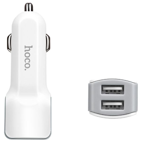  HOCO Z23 Grand Style - Car Charger - Dual USB with USB to Micro USB Cable - White 