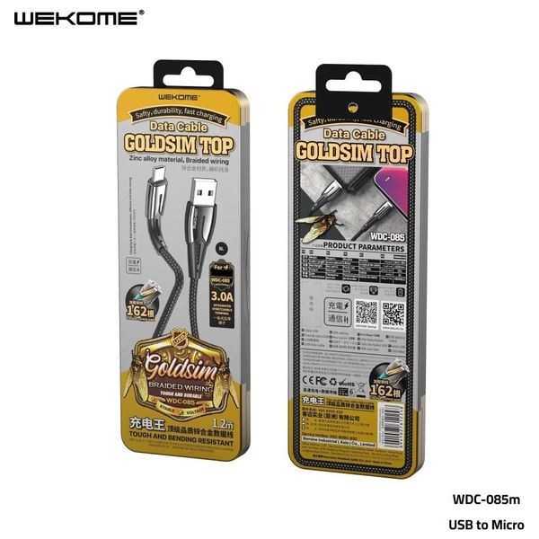  كيبل ويكوم - يو اس بي إلى مايكرو - 1.2 متر - 15 واط - أسود 