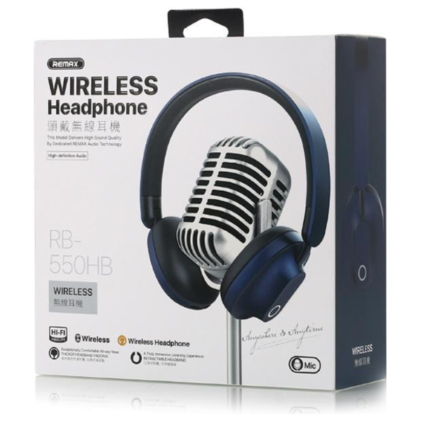  Remax RB 550HB - Bluetooth Wireless Headphone - Up To 8 hours - water and dust resistance - Bluetooth 5 - Black 