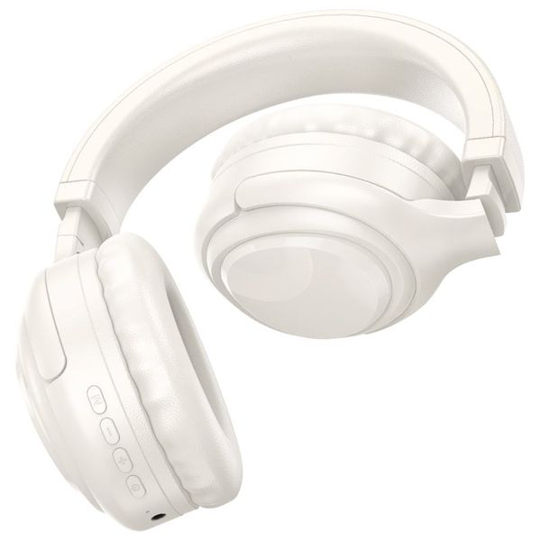 سماعات راس بلوتوث حول الاذن هوكو - W48 - بطارية تعمل لمدة 46 ساعة - بلوتوث 5.3 - أبيض
