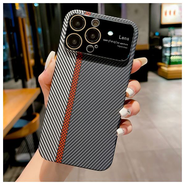  Fashion Case Carbon Fiber Phone Case for iPhone 15 Pro Max - Silver 