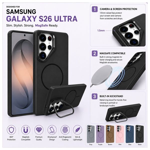  Fashion Case Acrylic Case for Samsung Galaxy S26 Ultra - Black 