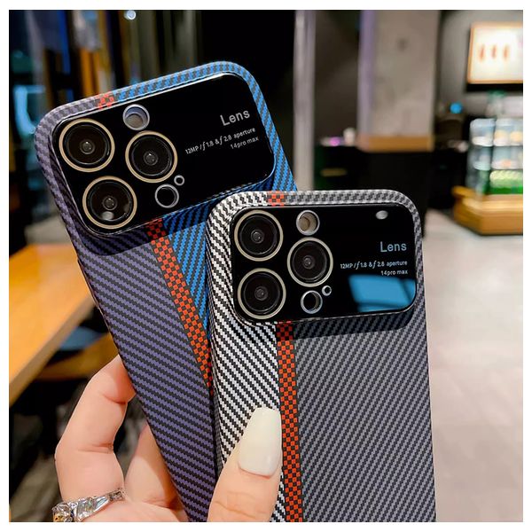  Fashion Case Carbon Fiber Phone Case for iPhone 15 Pro Max - Silver 
