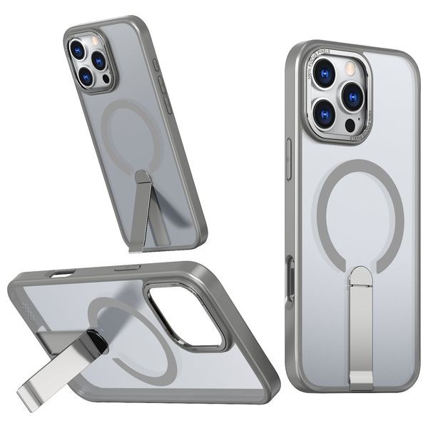  حافظة فاشن كيس آيفون 16 برو ماكس - شفاف - دعم ماك سيف - مسند مدمج قابل للطي - أكريليك كرستالي غير لامع 