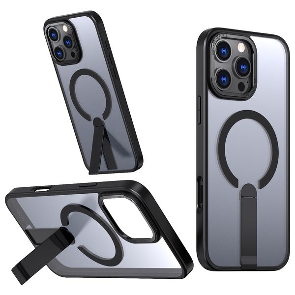  Fashion Case iPhone 16 Pro Max Case - Clear - MacSafe Support - Built-in Foldable Kickstand - High-Quality Crystal Acrylic 