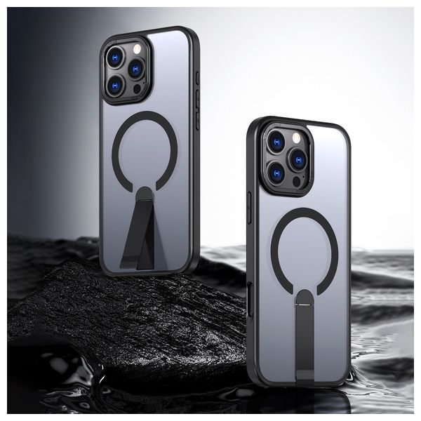  Fashion Case iPhone 16 Pro Max Case - Clear - MacSafe Support - Built-in Foldable Kickstand - High-Quality Crystal Acrylic 