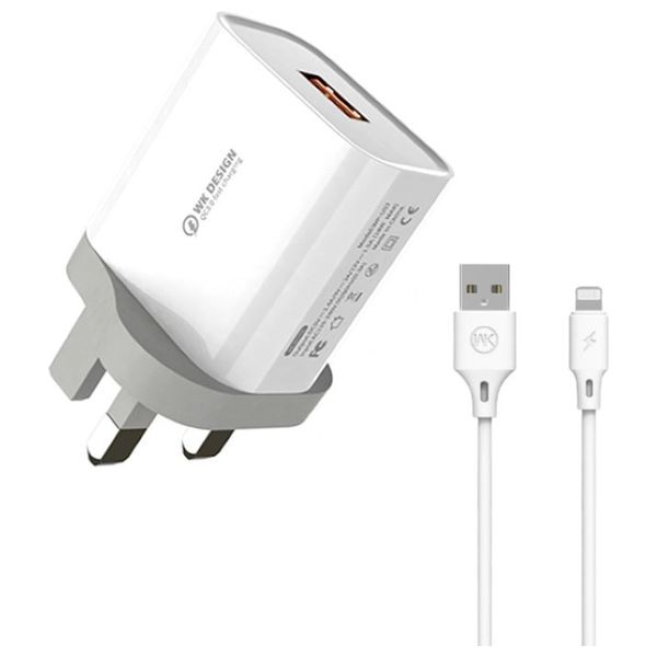  WEKOME WK WP U57 - Wall Charger - 18W - USB to Lightning Cable - White 