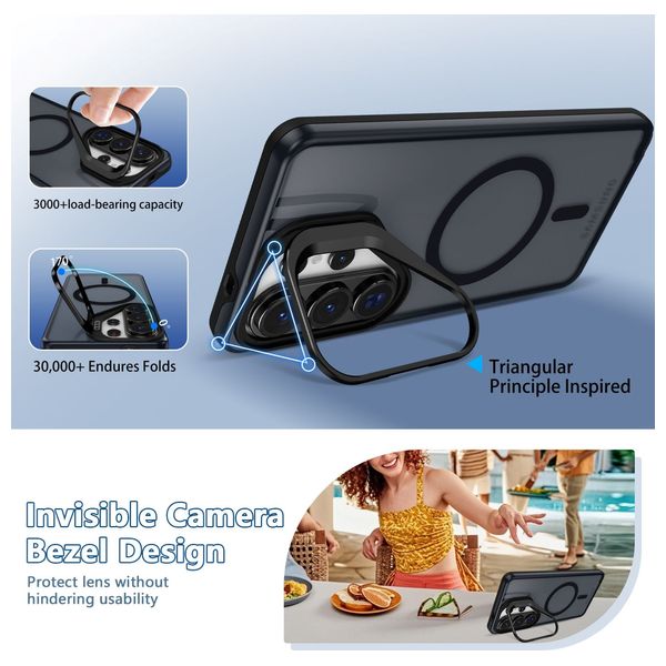 Fashion Case Acrylic MagSafe Stand Case for Samsung Galaxy S26 Ultra - Black 