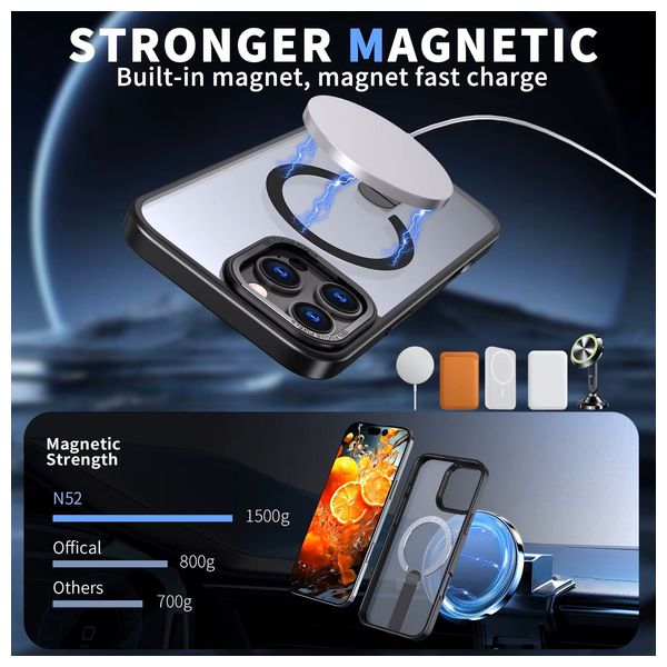  Fashion Case iPhone 16 Pro Max Case - Clear - MacSafe Support - Built-in Foldable Kickstand - High-Quality Crystal Acrylic 