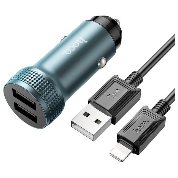  HOCO Z49 - Car Charger 12W & Cable USB-A To Lightning - 1 m - Gray 