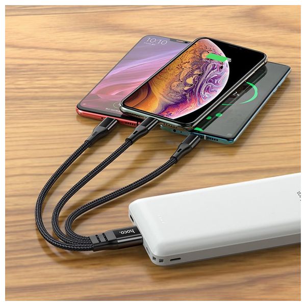  كيبل شحن هوكو - 3 في 1 - 25 سم - أسود 