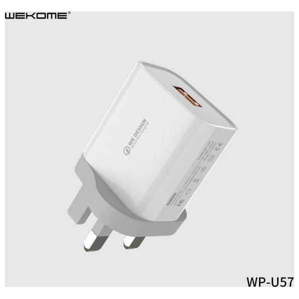  WEKOME WK WP U57 - Wall Charger - 18W - USB to Lightning Cable - White 