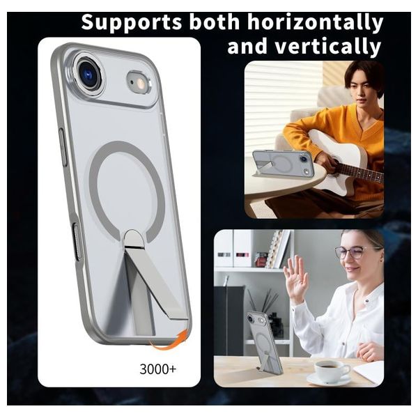  حافظة فاشن كيس آيفون 17 إير- دعم ماك سيف ومسند مدمج قابل للطي - أكريليك غير لامع 