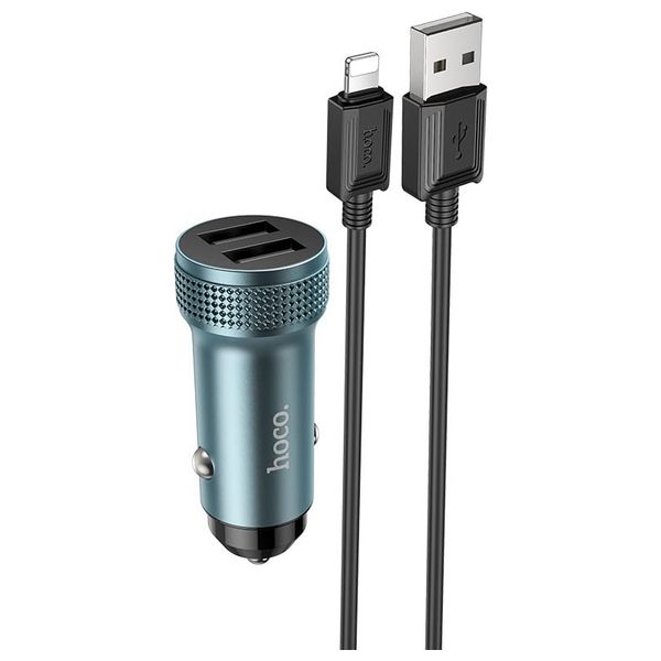  HOCO Z49 - Car Charger 12W & Cable USB-A To Lightning - 1 m - Gray 