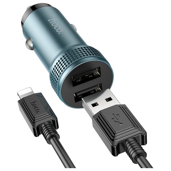  HOCO Z49 - Car Charger 12W & Cable USB-A To Lightning - 1 m - Gray 