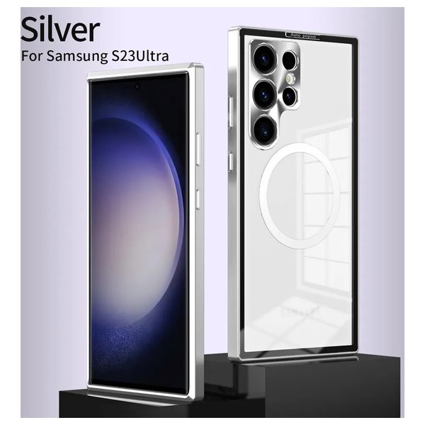 حافظة موبايل فاشن كيس لجهاز سامسونج S23 الترا - سلفر 