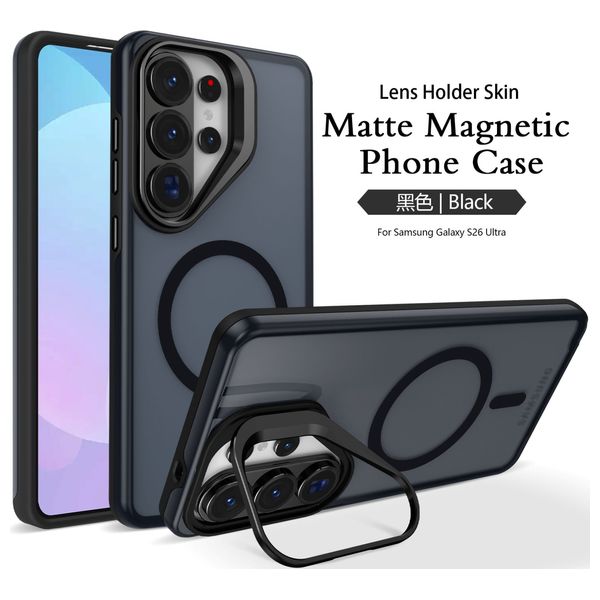  Fashion Case Acrylic MagSafe Stand Case for Samsung Galaxy S26 Ultra - Black 